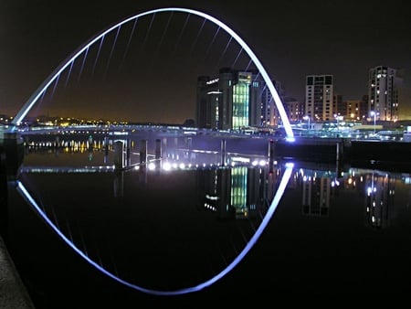 Bridge - night, city, bridge, lights, newcastle