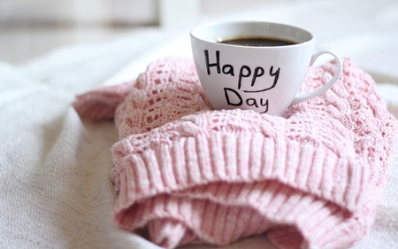 Happy Day - coffee, abstract, pink, photography, day, sweater, happy, cup