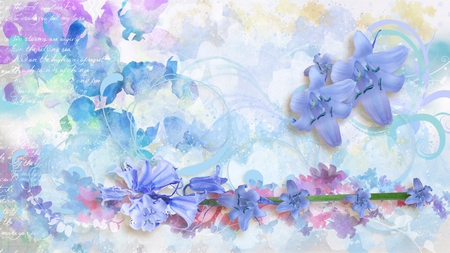 Spring and Summer Colors - flowers, abstract, summer, blue, text, spring, pink, pastels