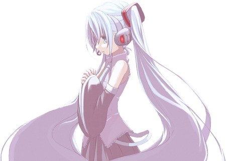 Hatsune Miku - virtual, miku, digital, vocaloids, song, leggings, microphone, uniform, singer, gray, cool, headphones, awesome, vocaloid, anime, twintail, blue, cg, shade, skirt, stunning, aqua hair, fading, hatsune, black, cute, beautiful, amazing, girl, anime girl, white, costume, stockings, program, aqua eyes, artistic, pretty, aqua, beauty, art, diva, twin tail, nice, tie, idol, headset, music, hatsune miku