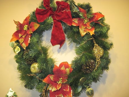 Christmas wreath decoration - red, wreath, green, christmas