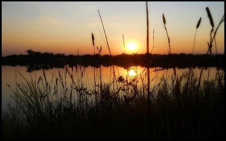 Sunset - lake, sunset, evening, nostalgy