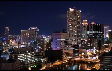 Osaka-Skyline-At-Night - at-night, osaka, picture, beautiful, skyline