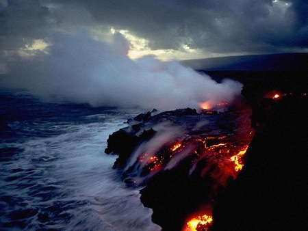 Lava Flowing into the Ocean