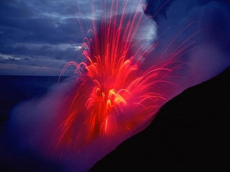 Erupting Volcano - erupting, volcano, sky, hot