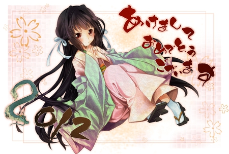 2012 - girl, anime, kimono, 2012