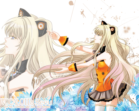 SeeU - vocaloid, anime, anime girl, animal ears, dress, girl, seeu