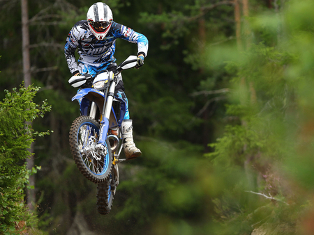 Leap for Glory - white, forest, bike, blue