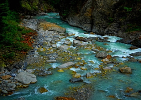 Turquoise - mountains, wonderful, trees, river