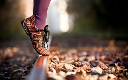 Shoes - stone, abstract, girl, leafs, photography, beautiful, shoes