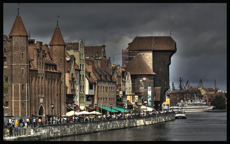 Gdansk City - long, poland, city, river, long market, gdansk, promenade, motlawa, polska, market