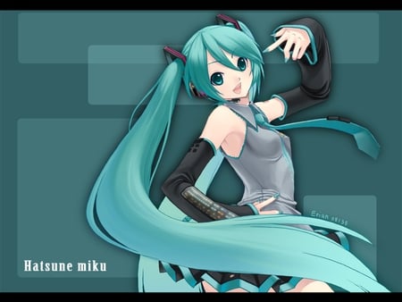 Hatsune Miku - aqua, thigh highs, headset, thighhighs, music, anime girl, white, amazing, art, cool, aqua eyes, artistic, hatsune miku, skirt, song, stunning, vocaloids, program, vocaloid, beautiful, uniform, diva, beauty, nice, twintail, singer, aqua hair, black, virtual, pretty, idol, anime, miku, cute, twin tail, girl, cg, hatsune, microphone, blue, headphones, tie, awesome, digital, gray, outfit