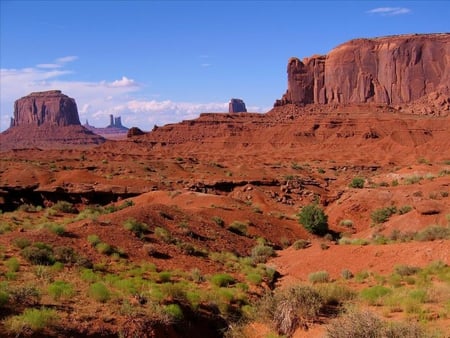 Monument Valley, Utah - rock, land, srub, sky