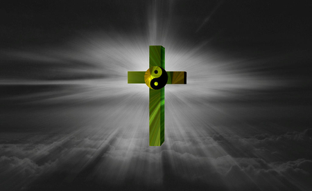 Cross Balance Yin-Yang - christian, clouds, metaphysical, religious