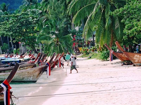 Ko Phi Phi Don Island, Thailand - sand, trees, boats, island