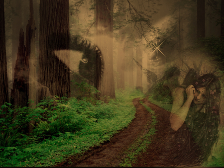 Wood Fairy - fairy, forest, vintage, wood