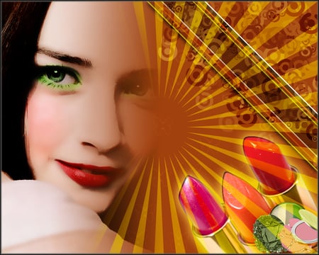 Retro cosmetics - beauty, girl, lipstick, fashion, retro