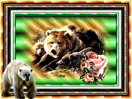 FLOWERS - flowers, bear, coleur, nature, 2012, frame, baby