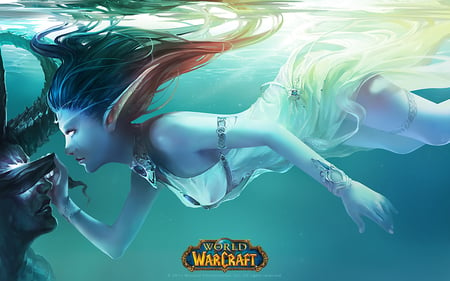 Aqua - beauty, princess, lips, female, hot, angel, hair, auqa, video game, eye, fantasy, underwater, face, gorgeous, pretty, game, world of warcraft, anime, dreamer, love, elf, sexy, girl, goddess, lovely, cg, hd, graceful, beautiful, digital painting, dress