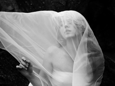 PORTRAIT - veil, beautiful, photography, bw, portrait