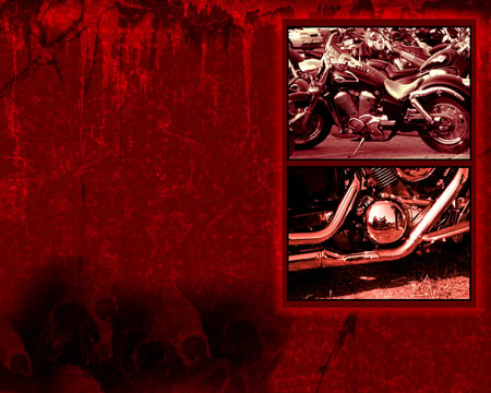 Chopper Madness - collage, harley davidson, chopper, red