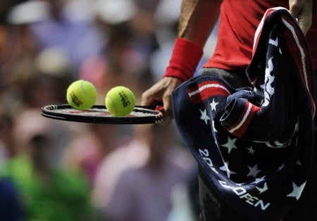 Roger Federer - male, tennis balls, raquet, strong arm