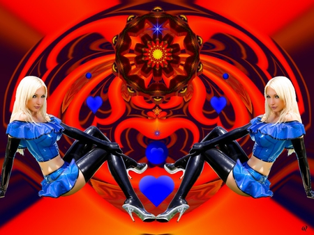 Hot Blue - collage fractal, 3d, eye candy, abstract