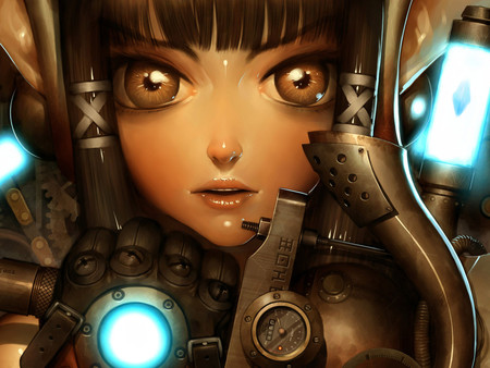 Girl With Big Eyes - woman, lady, female, girl, warrior, eyes, goddess, big, anime, manga