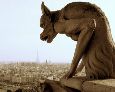 I Am Legend - wolf, city, paris, watch, gargoyle, above