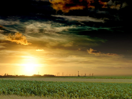 sunset - sky, landscape, clouds, sunset, color