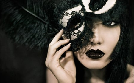 Woman behind the mask - mask, woman, beautiful, model