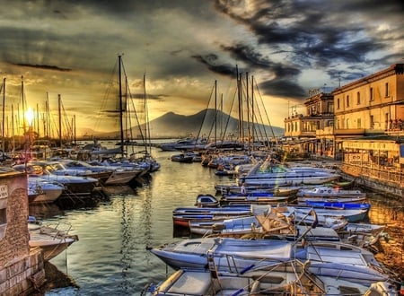 Italian Shipyard (for Jacqeline) - sjy, italy, pic, dock, ships, water, image, yard, italian, picture, colours, clouds, colors, hdr, photo, sea