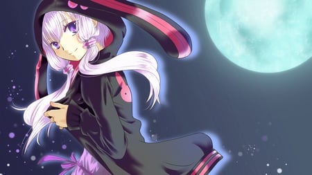 Yuzuki Yukari - voclaoid, moon, anime, anime girl, girl, yuzuki yukari, kawai, cute, bunny ears