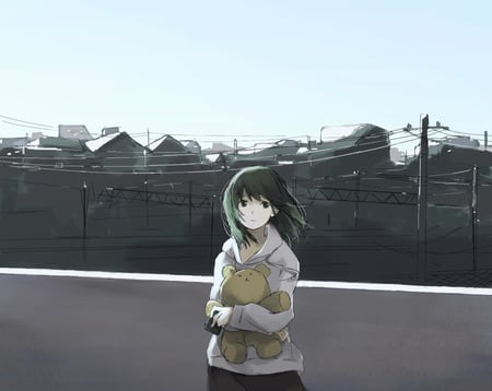 Lonely Girl - girl, mountain, anime, anime girl, sweater