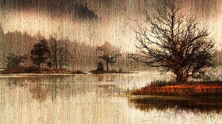 Autumn Reflection - sky, autumn, lake, trees, fall, reflection, river, clouds, reflect, artistic