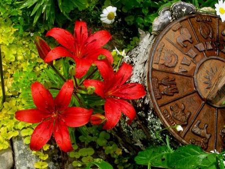 Pagan Circle Garden - wheel of the year, circle garden, sun dial, flowers