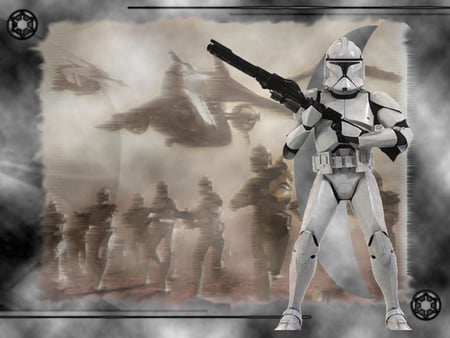 attack of the clones trooper - ships, weapon, body armour, helmet