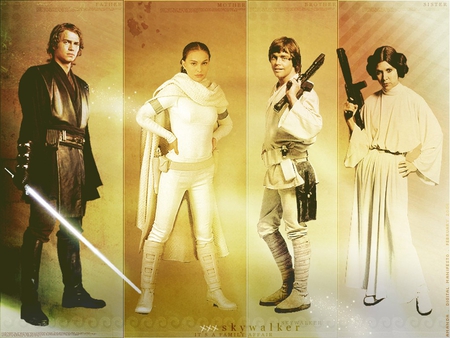 skywalker family - light saber, anakin, leia, weapons, padme, luke