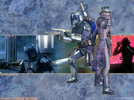 attack of the clones - face covering, jet pack, jango fett, helmet, assassin, weapons, body armour