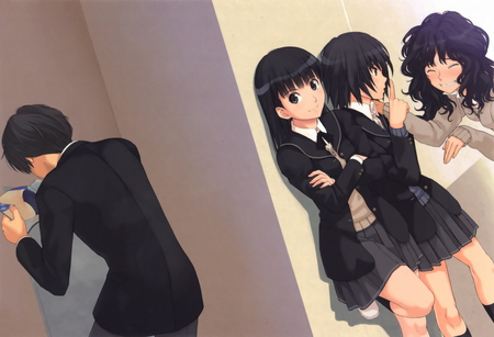 Amagami - short hair, tanamachi kaoru, ayatsuji tsukasa, nanasaki ai, amagami, long hair