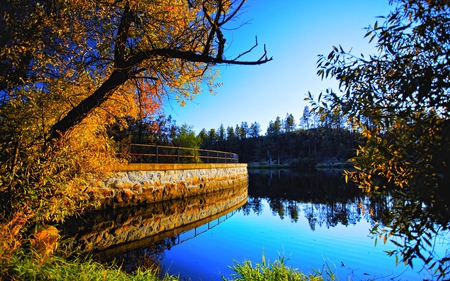 AUTUMN PARK - river, ature, autumn, tree, park, sky