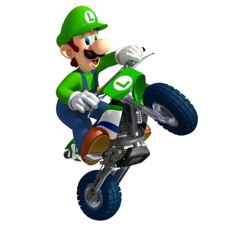 Luigi - bike, mario kart wii, green, luigi