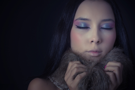 colorful face - woman, closeup, female, photography, brunette, model, makeup