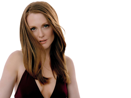 Julianne Moore - green eyes, actress, female, black sexy dress, cute pic, red long hair