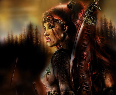 final fantasy chonicles(juztina the impalor) - princess, sundown, hair, sunset, wallpapers, free, forever, sine, atmosphere, blood, juztina, vlads daughter, forest, skyline, wild, armour, oldtimes, canada, red head, woman, autumn, chain, female, eerie, ancestor, jjewl, model, windy, sword, skulls, wod, magical, chainmail, earing, amazing wallpaper, cut, fantasy wallpaper, newwalpaper, desktopnexus, chronicle, warior, warrioress