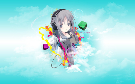 sweet grey girl - cute, sweet, anime, music, girl