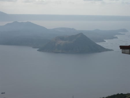 volcano inside a lake - volcano, nature, lakes, morning, paradise, mountains