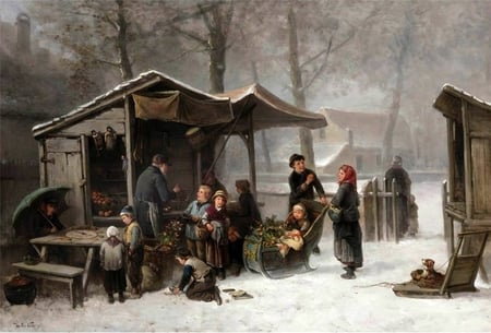 Mari ten Kate (1831-1910) * Buying presents at the toy stall for the feast of St. Nicholas