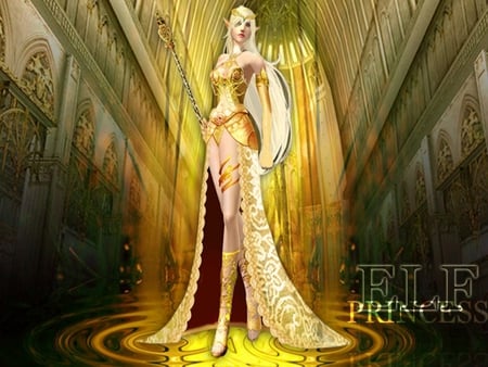 ELF PRINCESS - elf, female, gold, princess, scepter