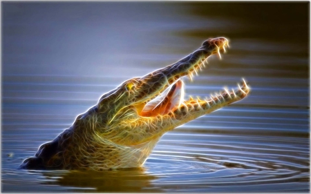 Crocodile - fractalius, beauty, reptile, crocodile